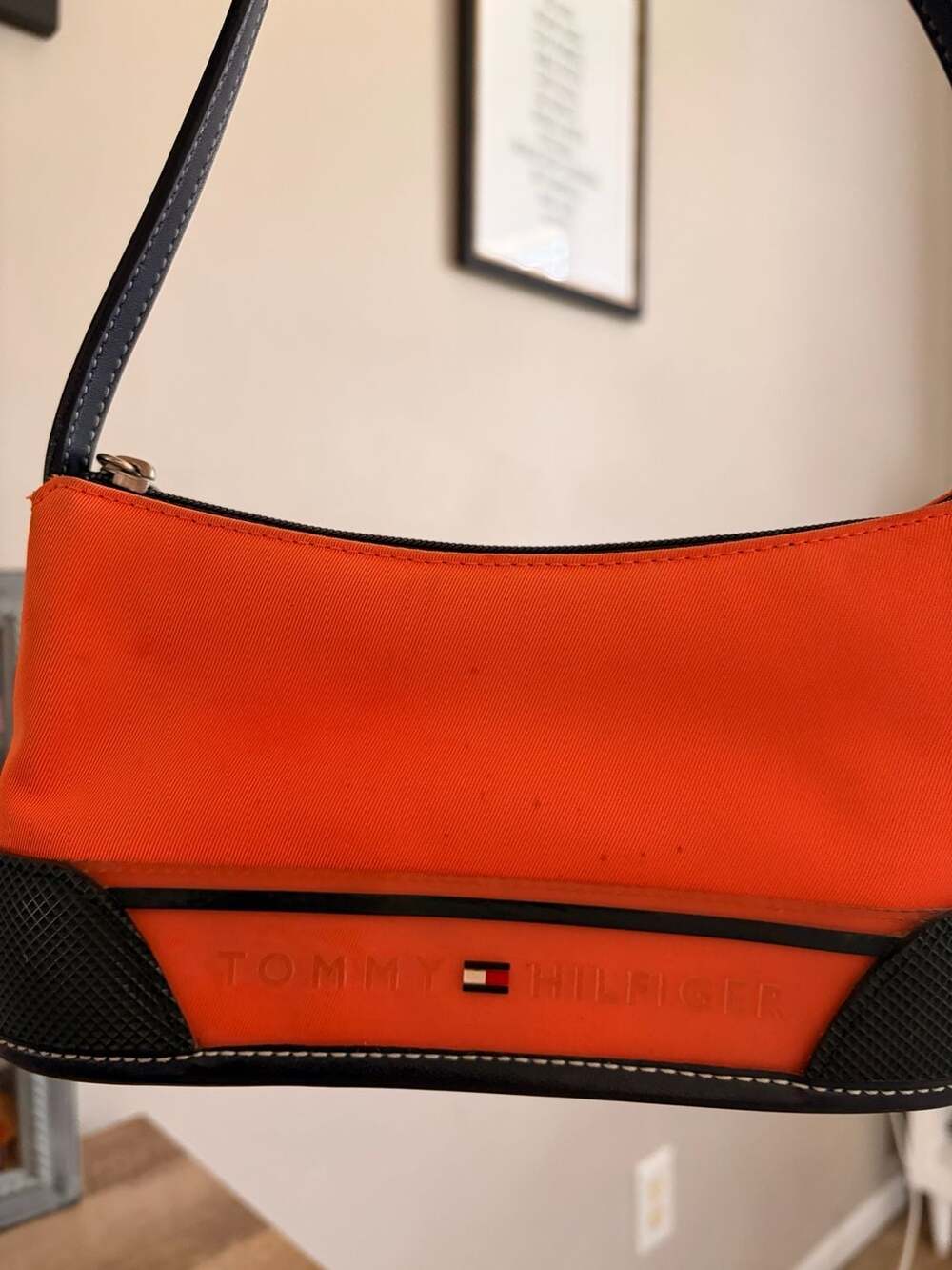 Vintage Tommy Hilfiger Orange Nylon Mini Shoulder Bag